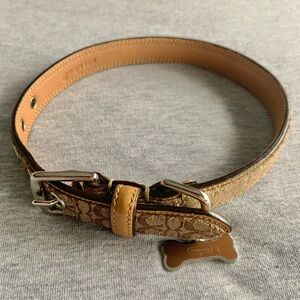Coach Tan and Brown Signature Dog Collar